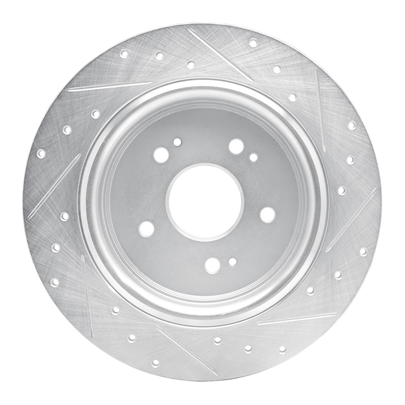 Acura TLX Brake Rotor (1) - Rear Left - R1 Concepts - Drilled & Slotted - Silver - `15-`25